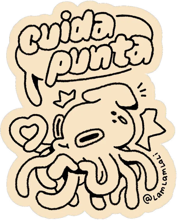 Sticker de un pulpo con el mensaje Cuida Punta